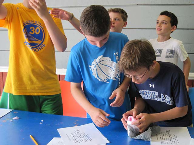 Hiram House campers working on art projects